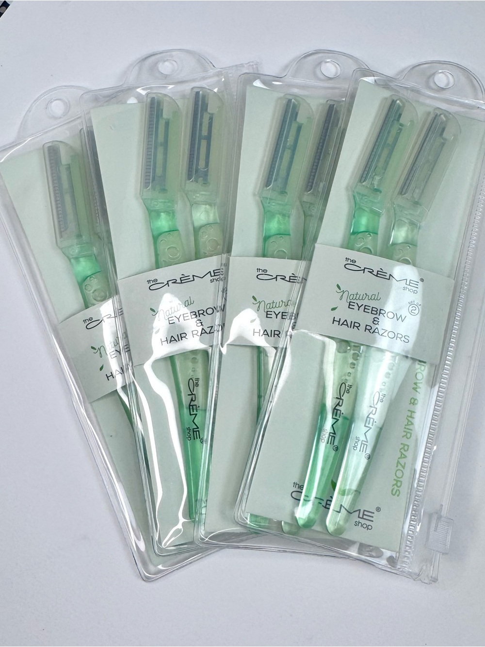 The Crème Shop Natural Eyebrow & Hair Razors - Mint Green 4 Packs- 2 per pack